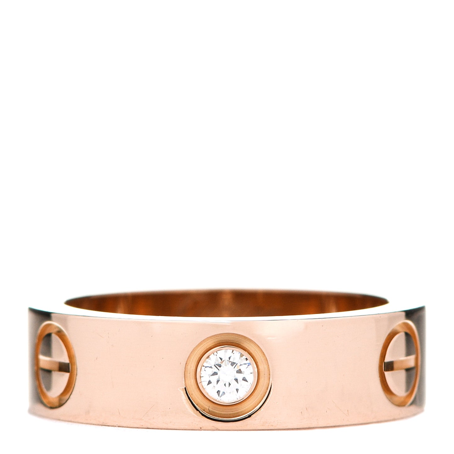 18K Pink Gold 3 Diamond 5.5mm LOVE Ring 51 5.75