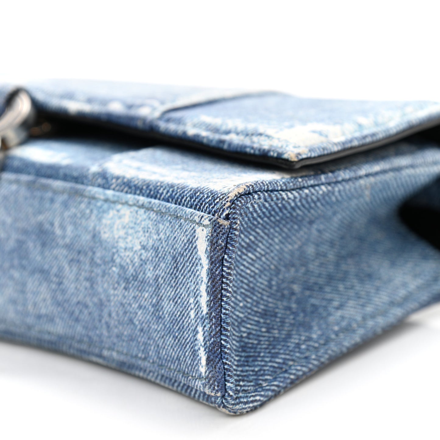 Nappa Denim Printed Hourglass Chain Bag Denim Blue
