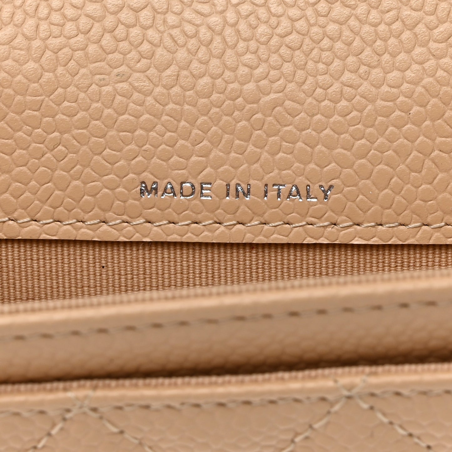 Caviar Quilted Flap Card Holder Wallet Beige