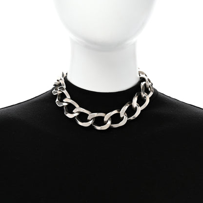 Chanel Metal Chain Link CC Choker Necklace Silver 2 of 6