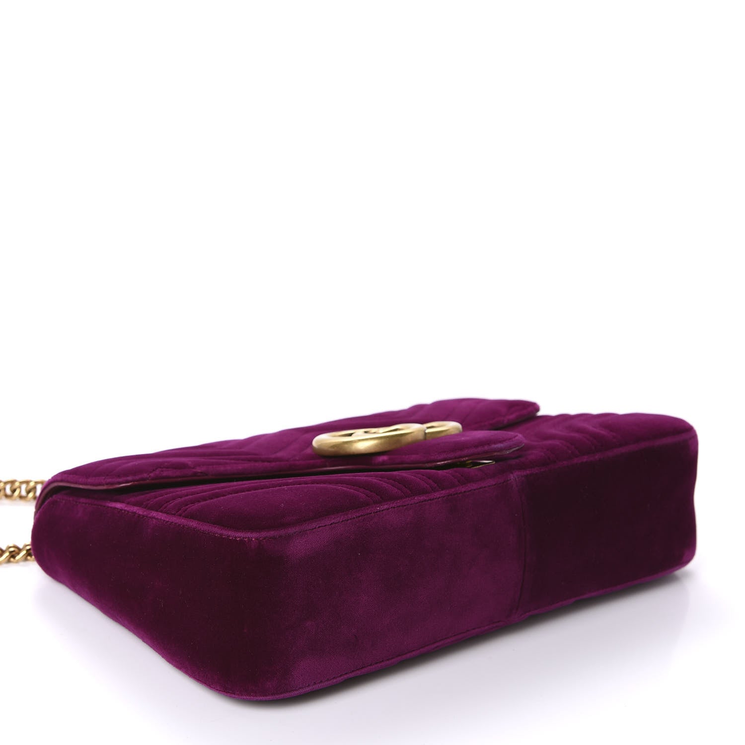 Gucci Velvet Matelasse Medium GG Marmont Shoulder Bag Fuchsia Violet Cyclamen 4 of 11