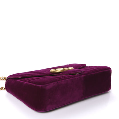 Gucci Velvet Matelasse Medium GG Marmont Shoulder Bag Fuchsia Violet Cyclamen 4 of 11