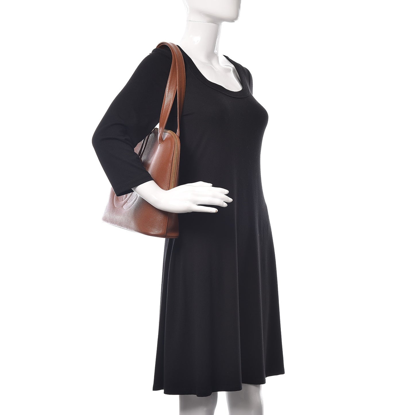 Caviar Large CC Shoulder Bag Brown