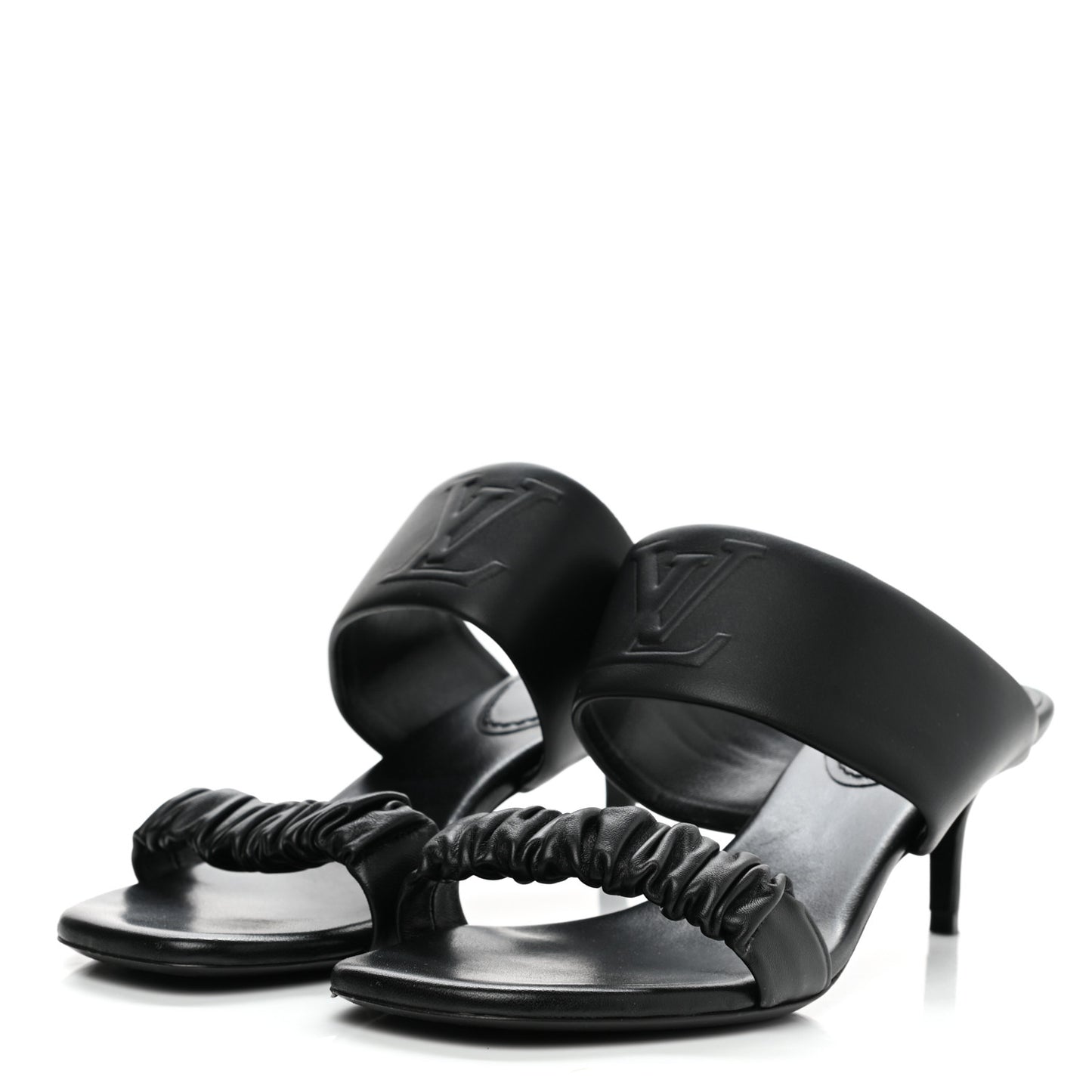 Lambskin Drapy Heel Mules 41 Black