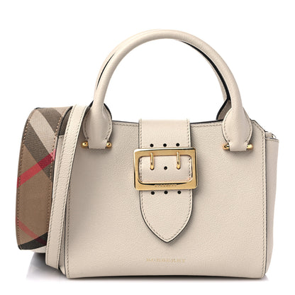 Burberry Soft Grain Calfskin Small Buckle Tote Limestone 1 of 10