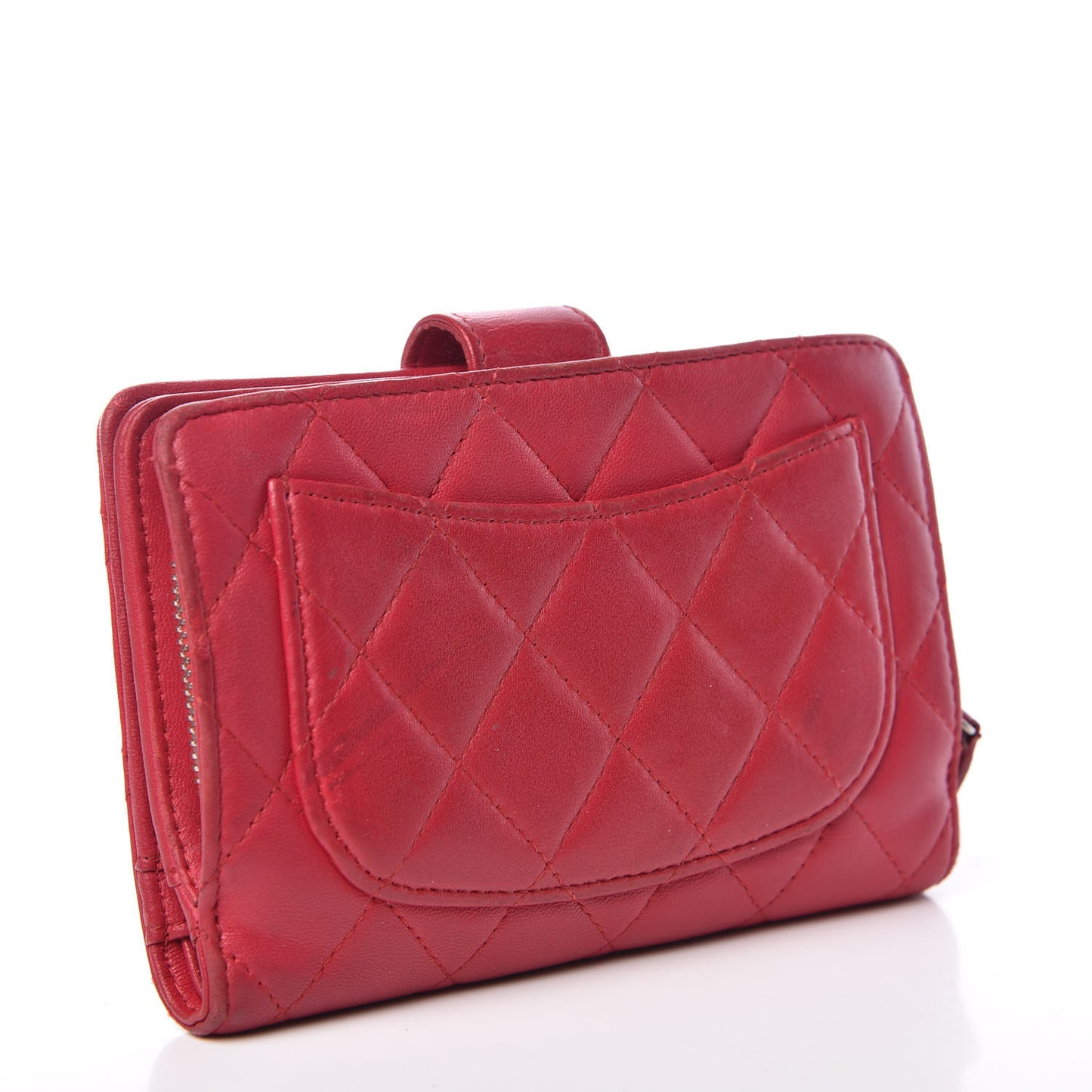 Lambskin Quilted Zipped Pocket Wallet Fuchsia