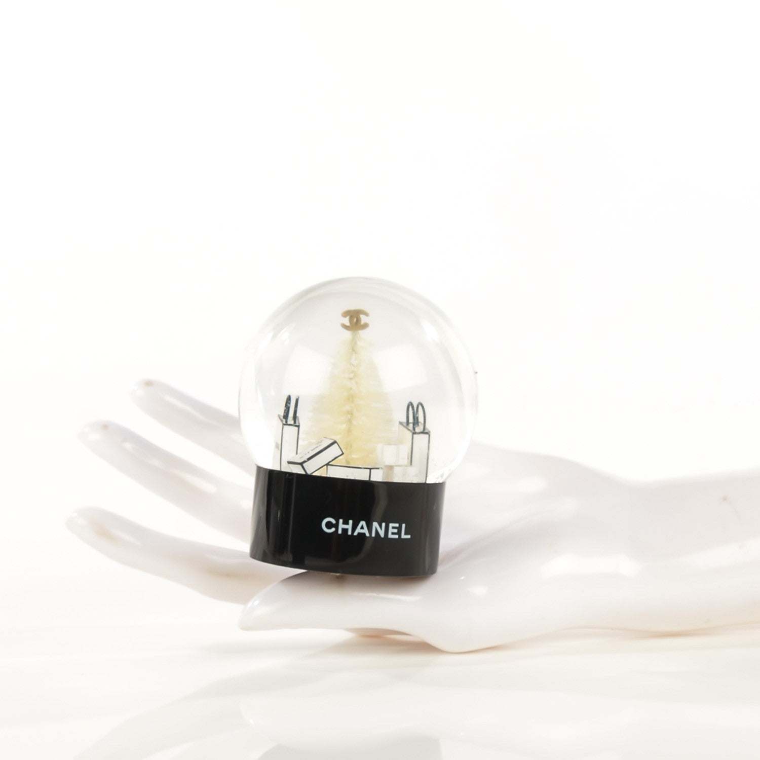 Chanel Glass Small Christmas Tree Shopping Bag Snow Globe 2 of 4