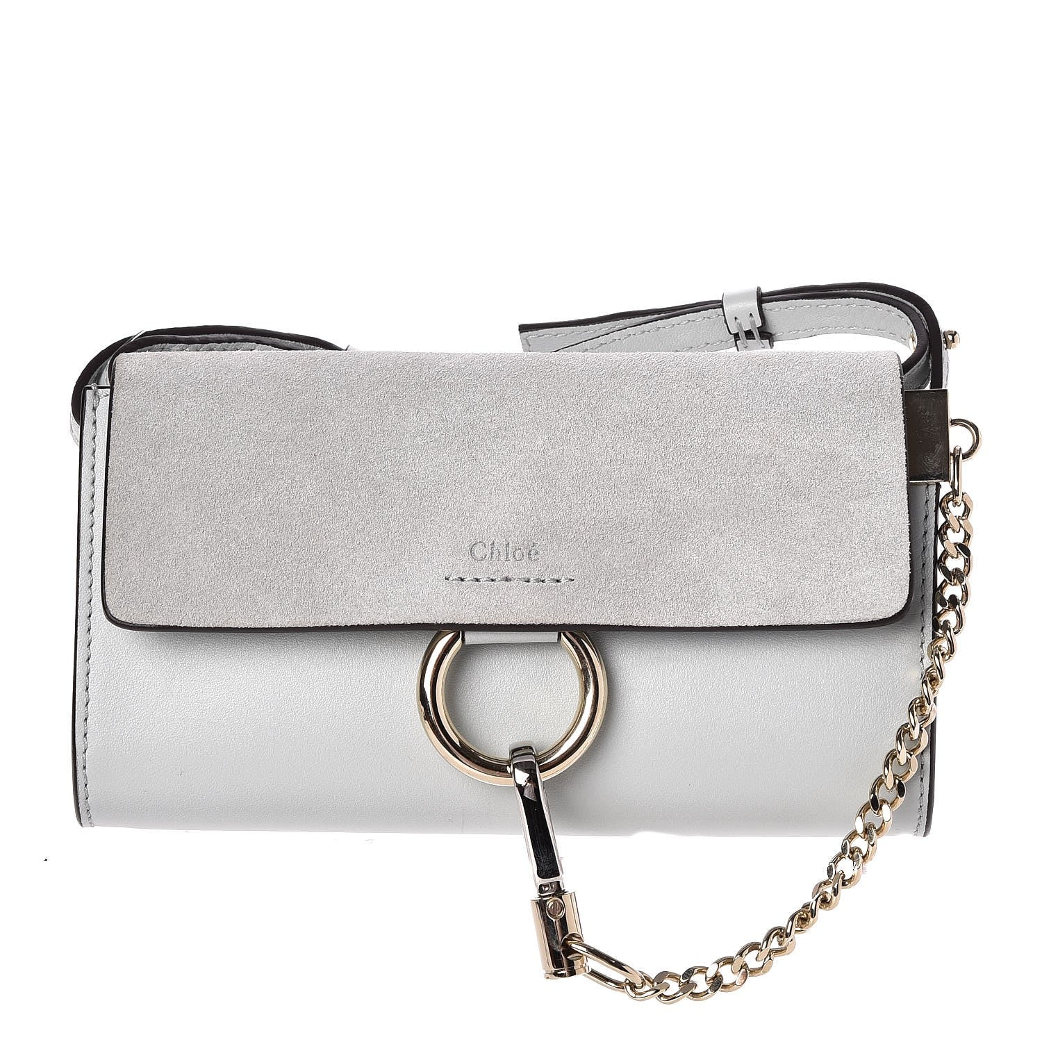 Chloe Suede Calfskin Mini Faye Shoulder Bag Airy Grey 1 of 7