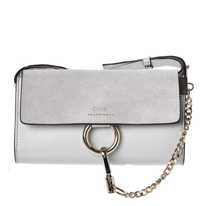 Chloe Suede Calfskin Mini Faye Shoulder Bag Airy Grey 1 of 7