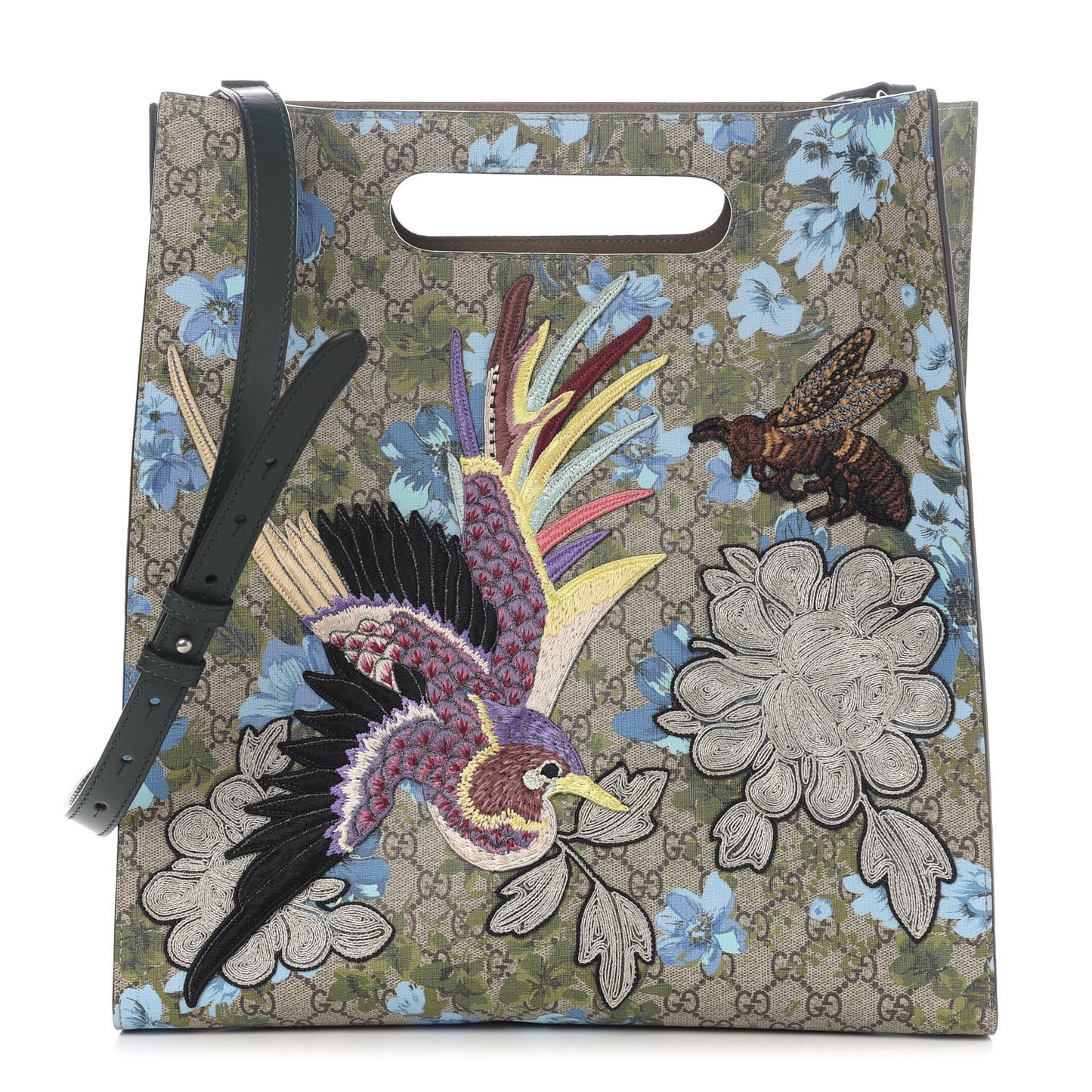 GG Supreme Monogram Blooms Embroidered Medium XL Tote