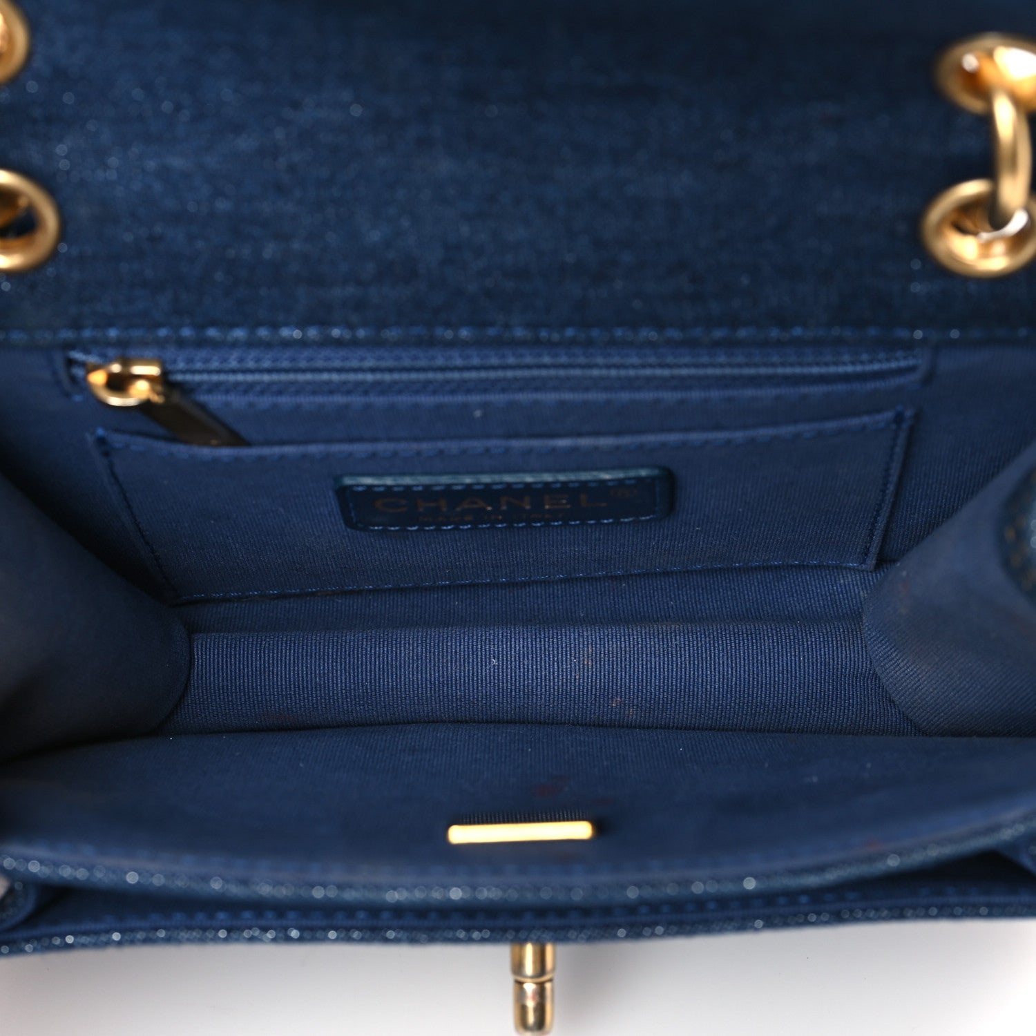 Chanel Denim Quilted Double You Mini Flap Blue Golden 5 of 9