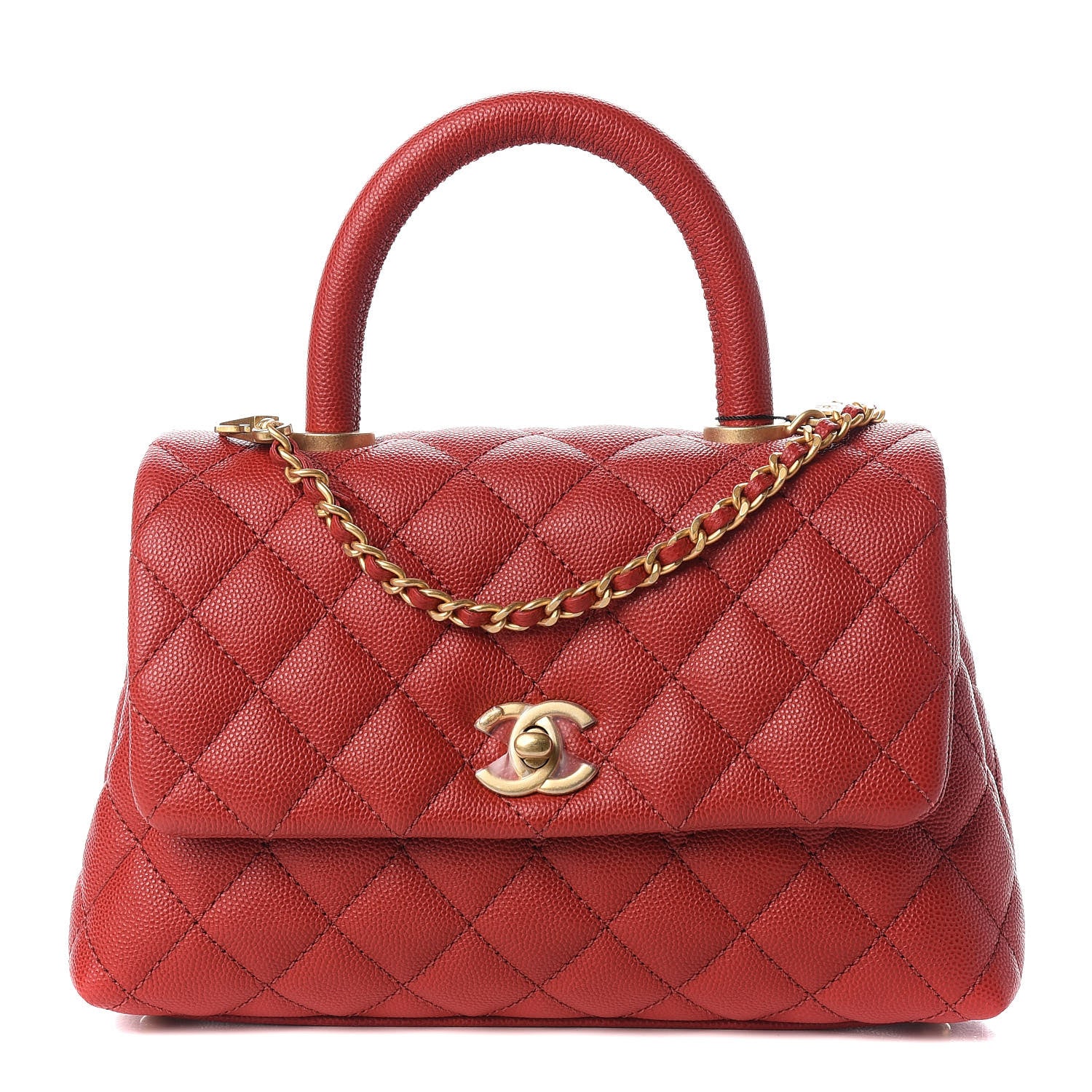 Chanel Caviar Quilted Mini Coco Handle Flap Dark Red 1 of 10
