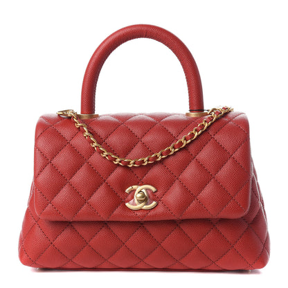 Chanel Caviar Quilted Mini Coco Handle Flap Dark Red 1 of 10