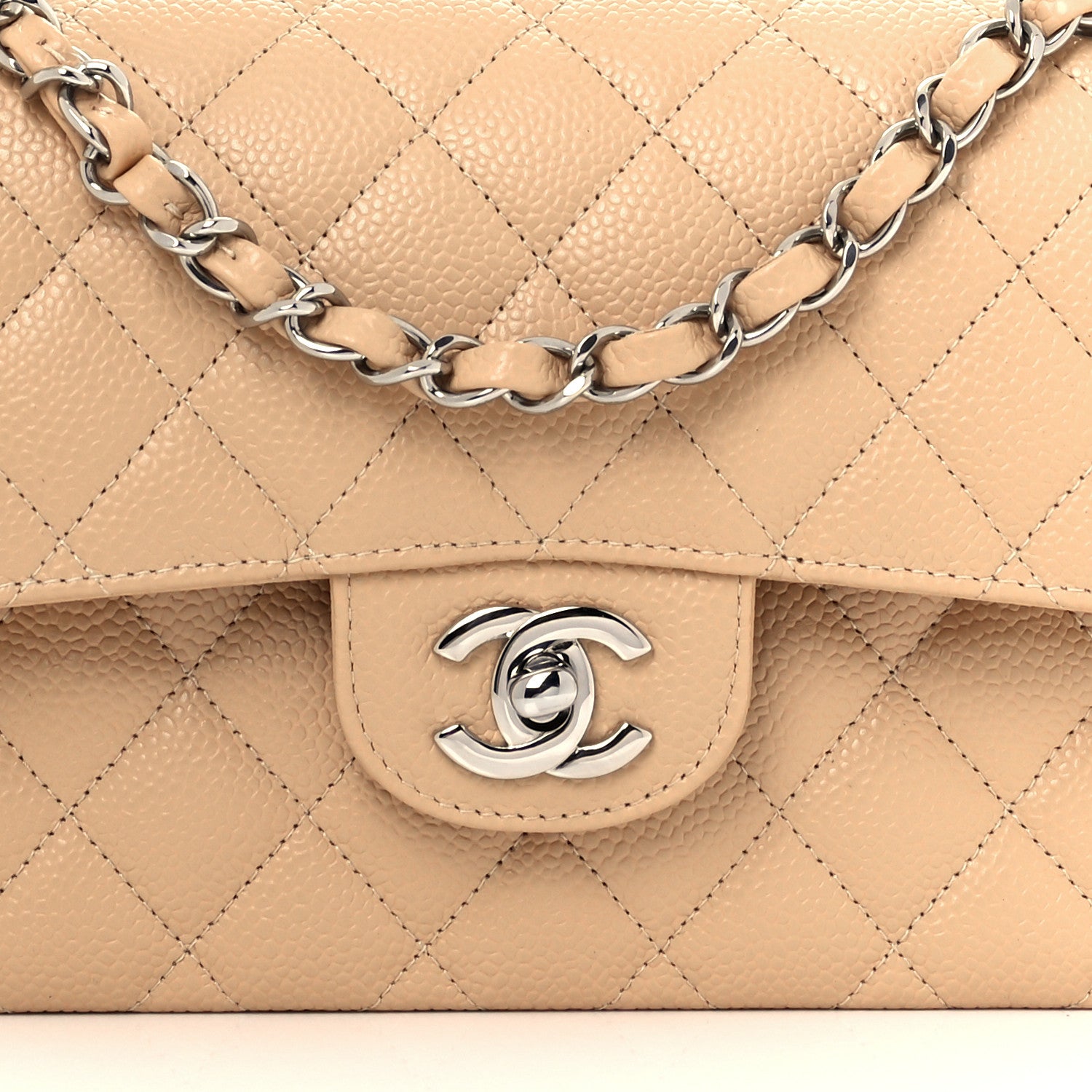 Chanel Caviar Quilted Small Double Flap Beige 9 of 12