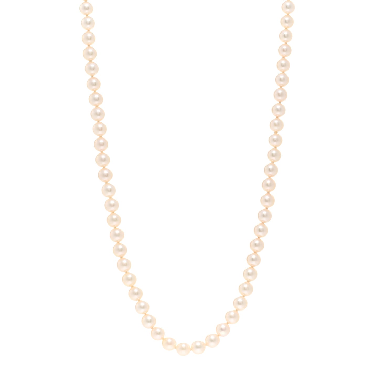 18K Yellow Gold Akoya Cultured Pearl 6-6.5mm Strand Necklace 20"