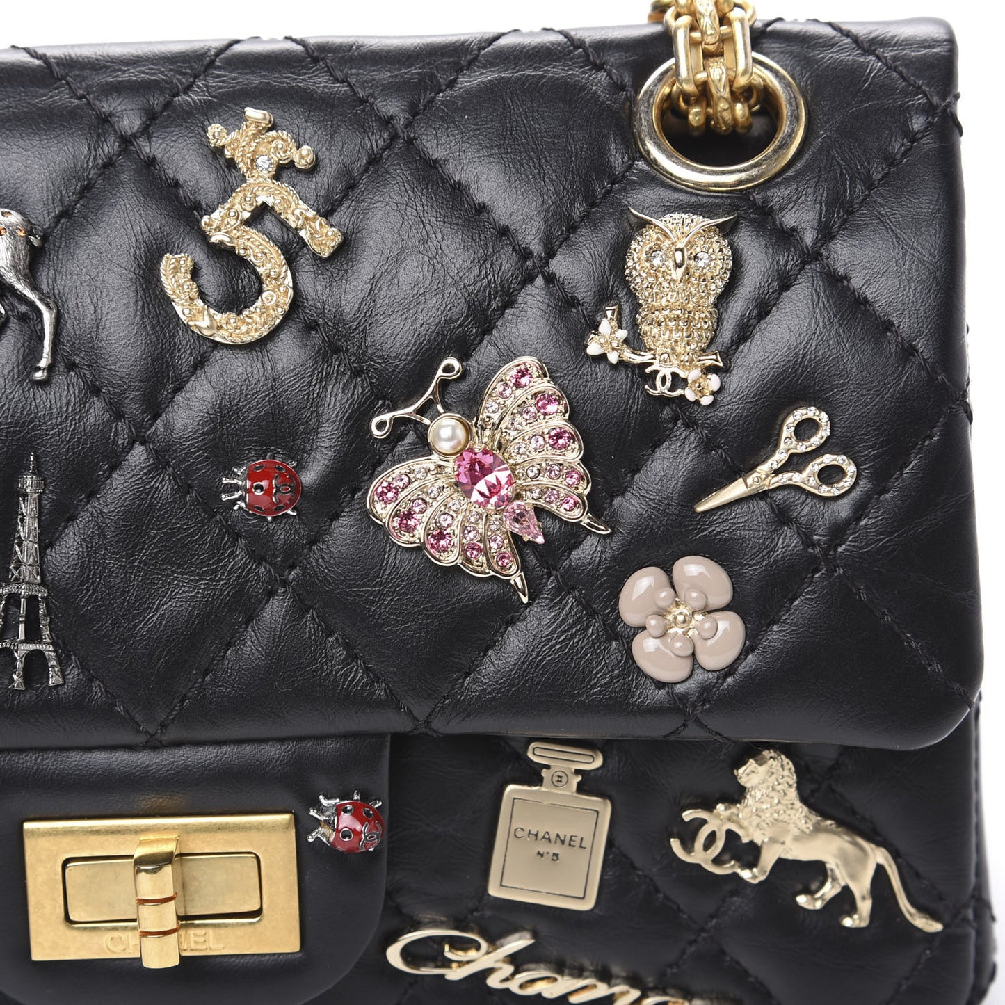 Aged Calfskin Lucky Charms 2.55 Reissue 224 Flap Black