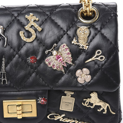 Chanel Aged Calfskin Lucky Charms 2.55 Reissue 224 Flap Black 6 of 8