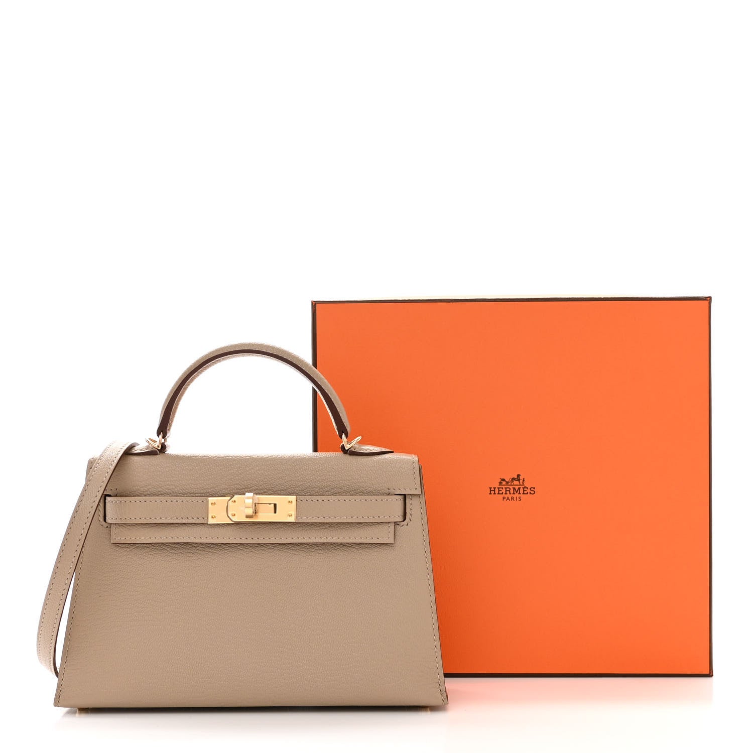 Hermes Chevre Mysore Horseshoe Mini Kelly Sellier 20 Gris Tourterelle Gris Perle 10 of 10
