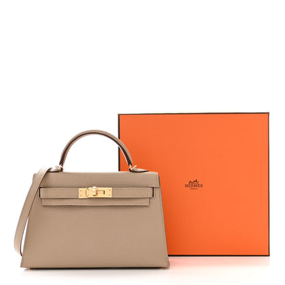 Hermes Chevre Mysore Horseshoe Mini Kelly Sellier 20 Gris Tourterelle Gris Perle 10 of 10