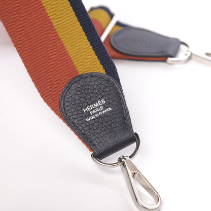 Hermes Toile Taurillon Clemence 50mm Shoulder Strap Blue Nuit 3 of 4