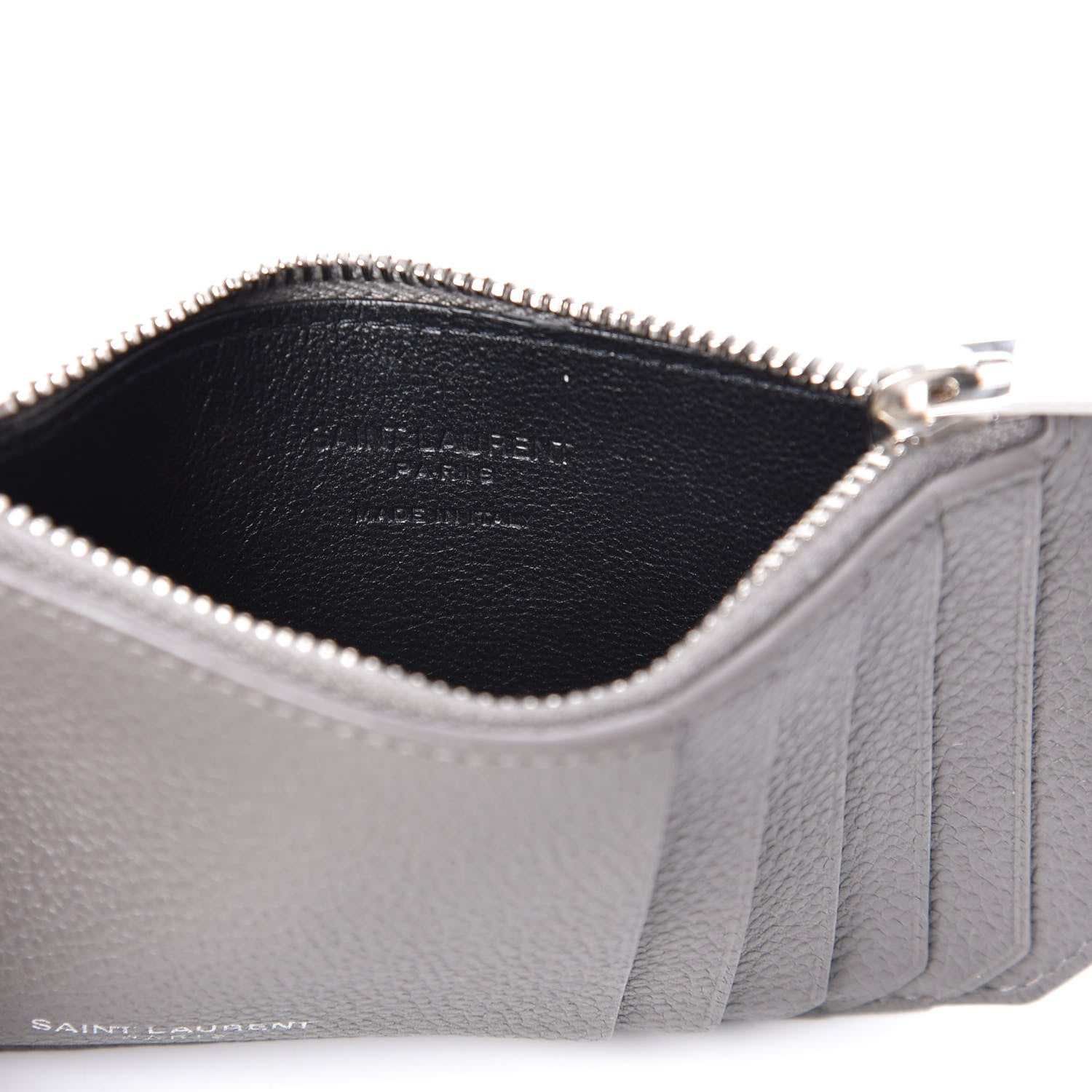 Saint Laurent Grained Calfskin 5 Fragments Zip Pouch Card Holder Earth 6 of 6