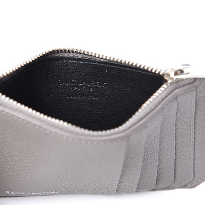 Saint Laurent Grained Calfskin 5 Fragments Zip Pouch Card Holder Earth 6 of 6