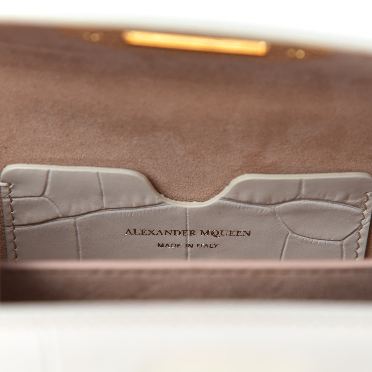 Alexander McQueen Calfskin Crocodile Embossed Box Shoulder Bag 16 Cream 5 of 5