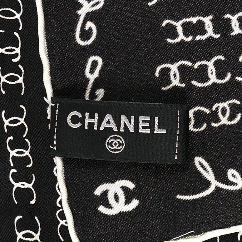 Chanel Silk CC Twilly Hair Tie Black White 4 of 5