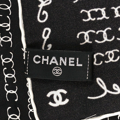 Chanel Silk CC Twilly Hair Tie Black White 4 of 5