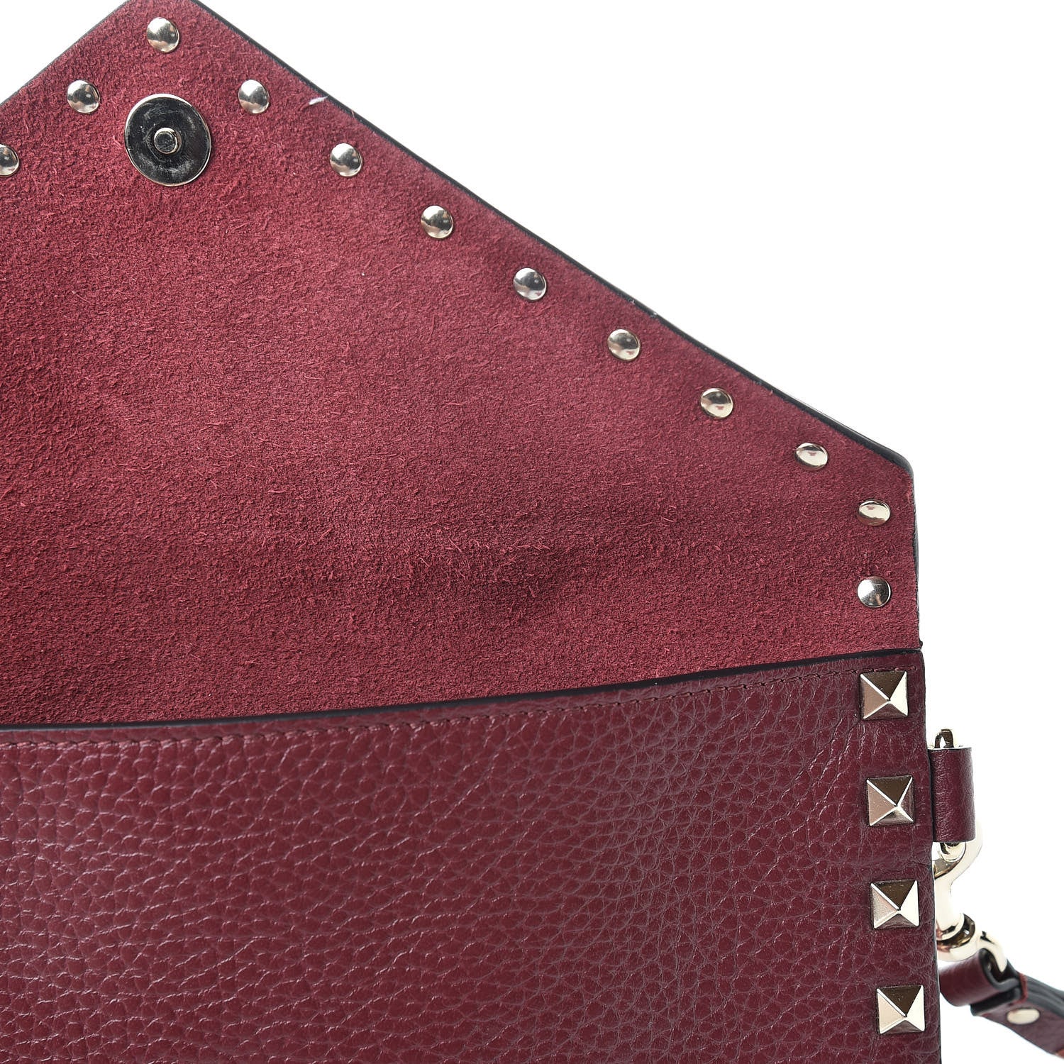 Valentino Garavani Pebbled Calfskin Medium Rockstud Envelope Flat Wristlet Pouch Rubin 7 of 9
