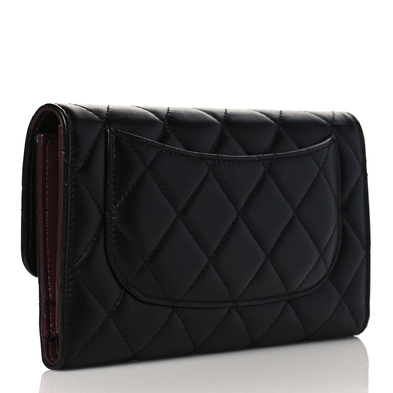 Chanel Lambskin Quilted Large Flap Wallet Black 3 of 10