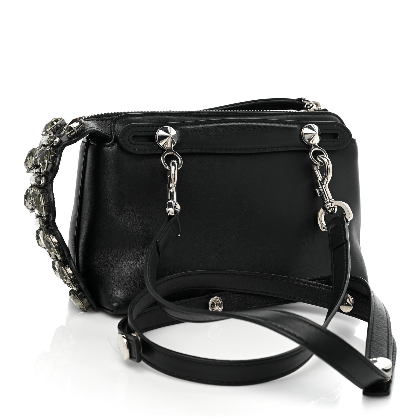 Shiny Nappa Crystal Croc Tail Mini By The Way Boston Bag Black Smoky Quartz