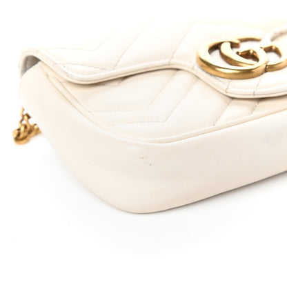 Gucci Calfskin Matelasse Super Mini GG Marmont Shoulder Bag White 7 of 8