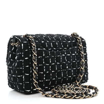 Chanel Tweed Quilted Mini Rectangular Flap Black White 3 of 10