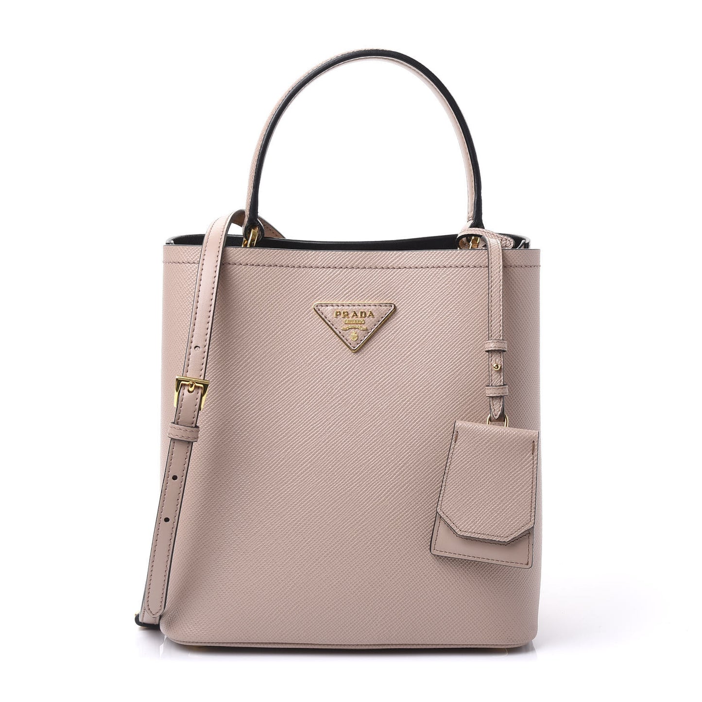 Saffiano Cuir Medium Panier Bucket Bag Cipria Black