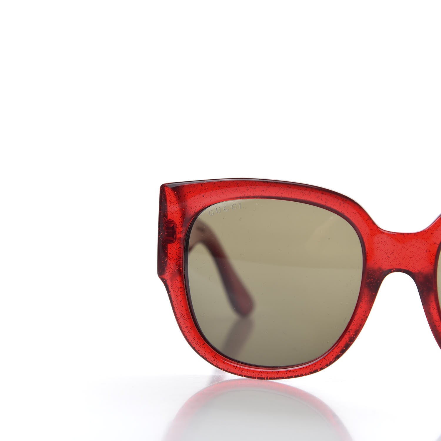 Gucci Acetate Glitter Round Frame Sunglasses GG0142SA Red 7 of 8