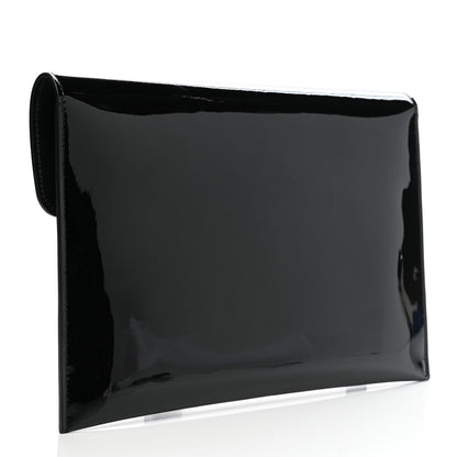 Alexander McQueen Patent Skull Lock Envelope Clutch Black 3 of 8