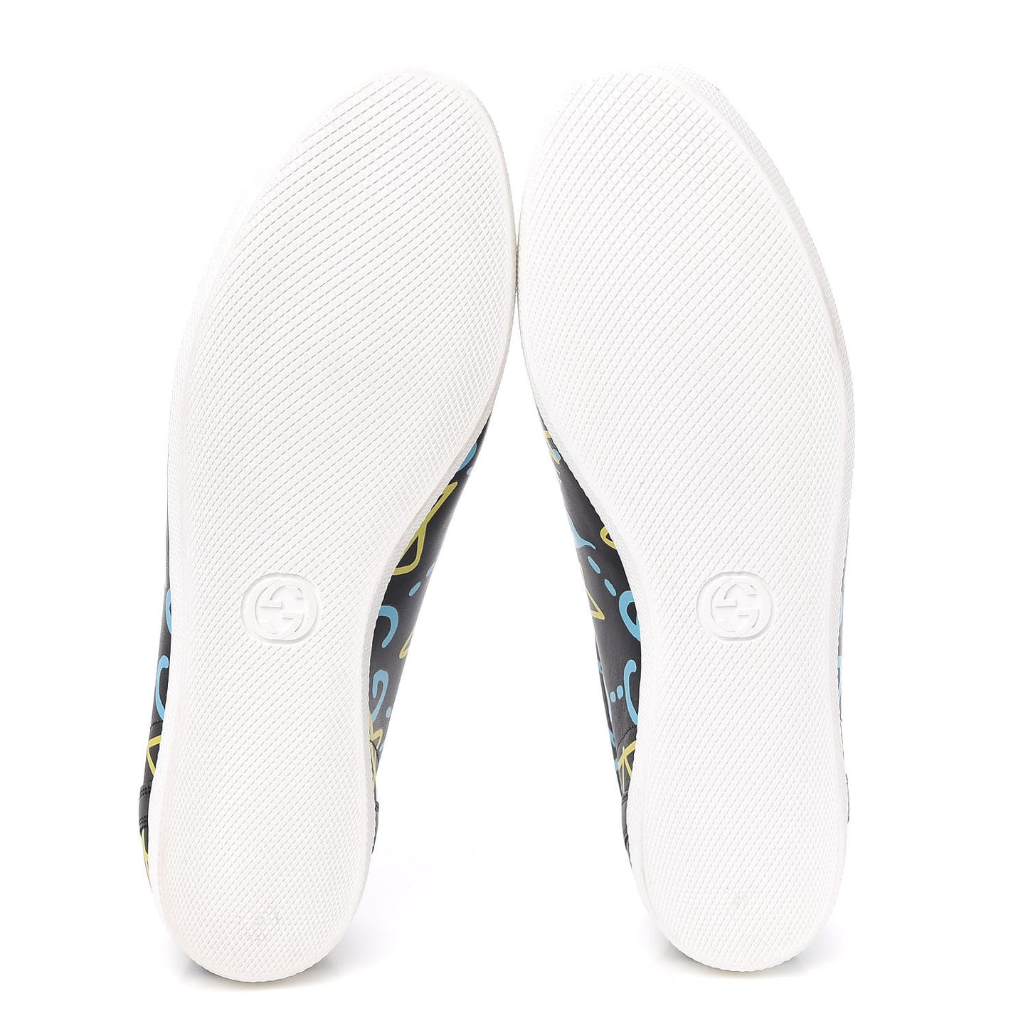 Calfskin GucciGhost Print Womens Low Top Sneakers 41 Black New Acquamarine