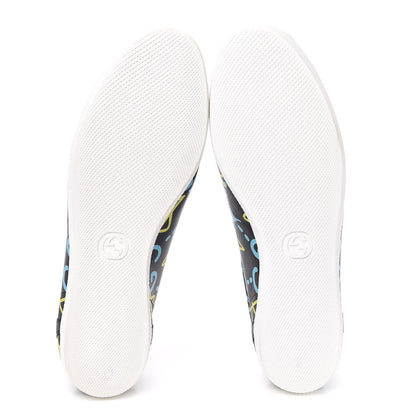 Gucci Calfskin GucciGhost Print Womens Low Top Sneakers 41 Black New Acquamarine 5 of 10