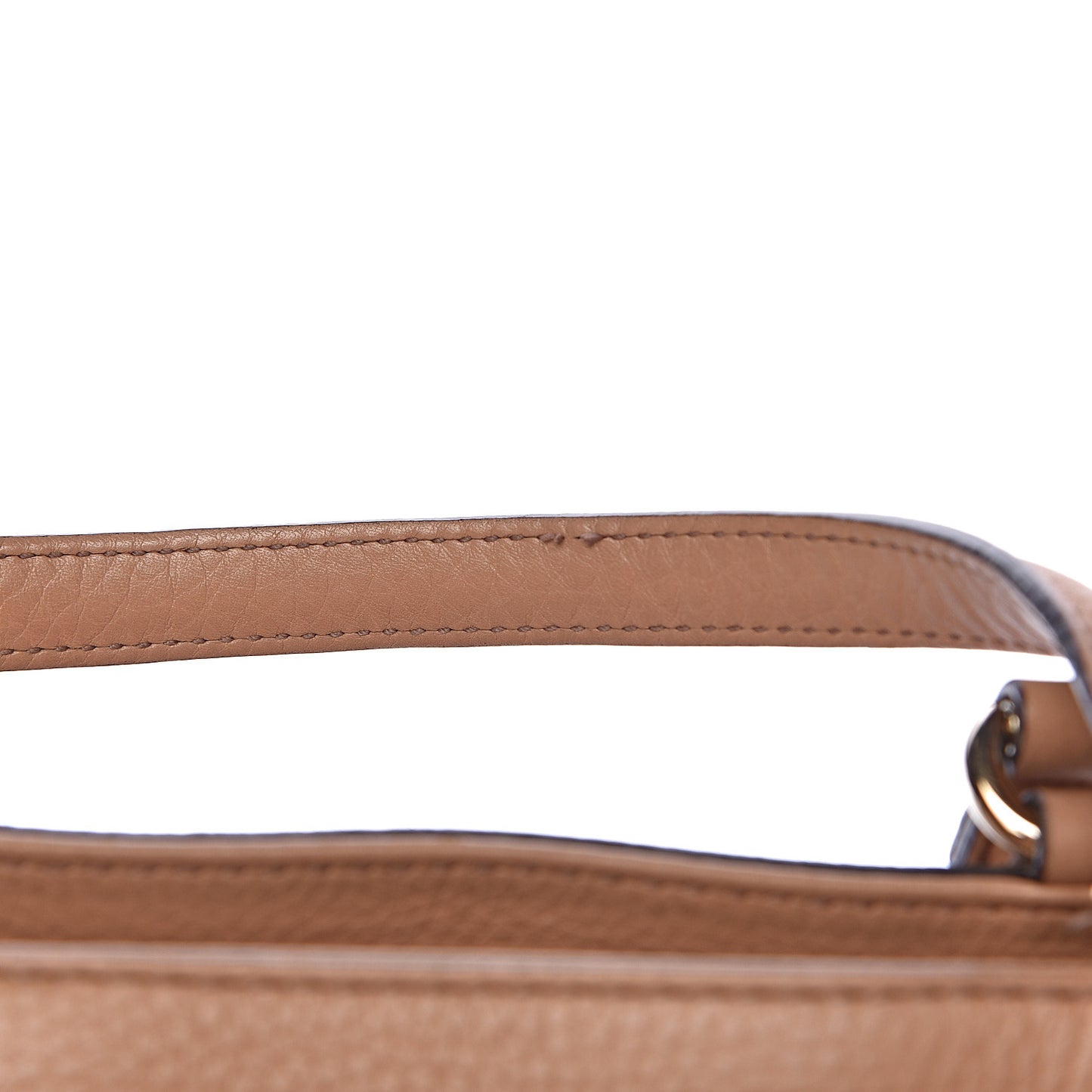 Pebbled Calfskin Small Soho Top Handle Bag Camelia