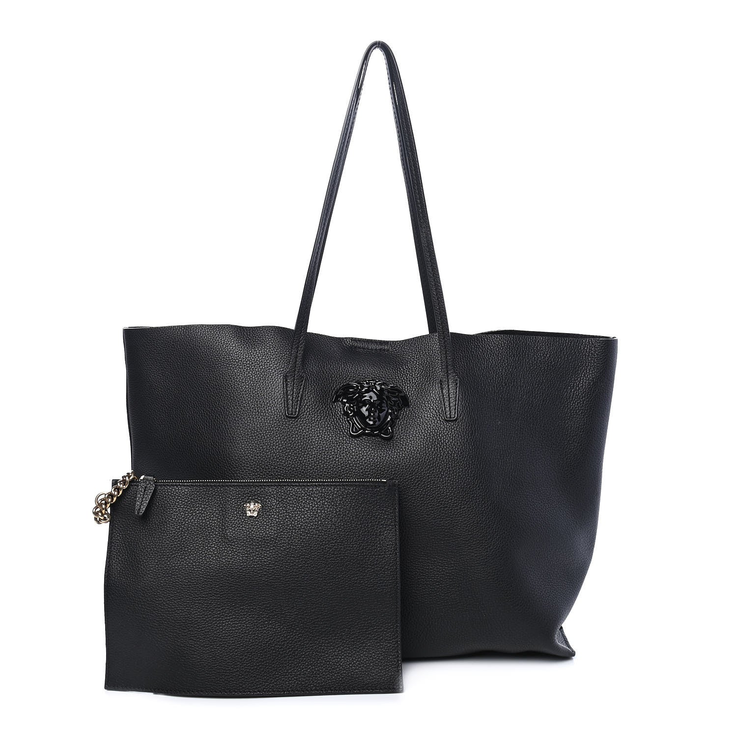Versace Grained Calfskin Palazzo Medusa Tote Black 2 of 18