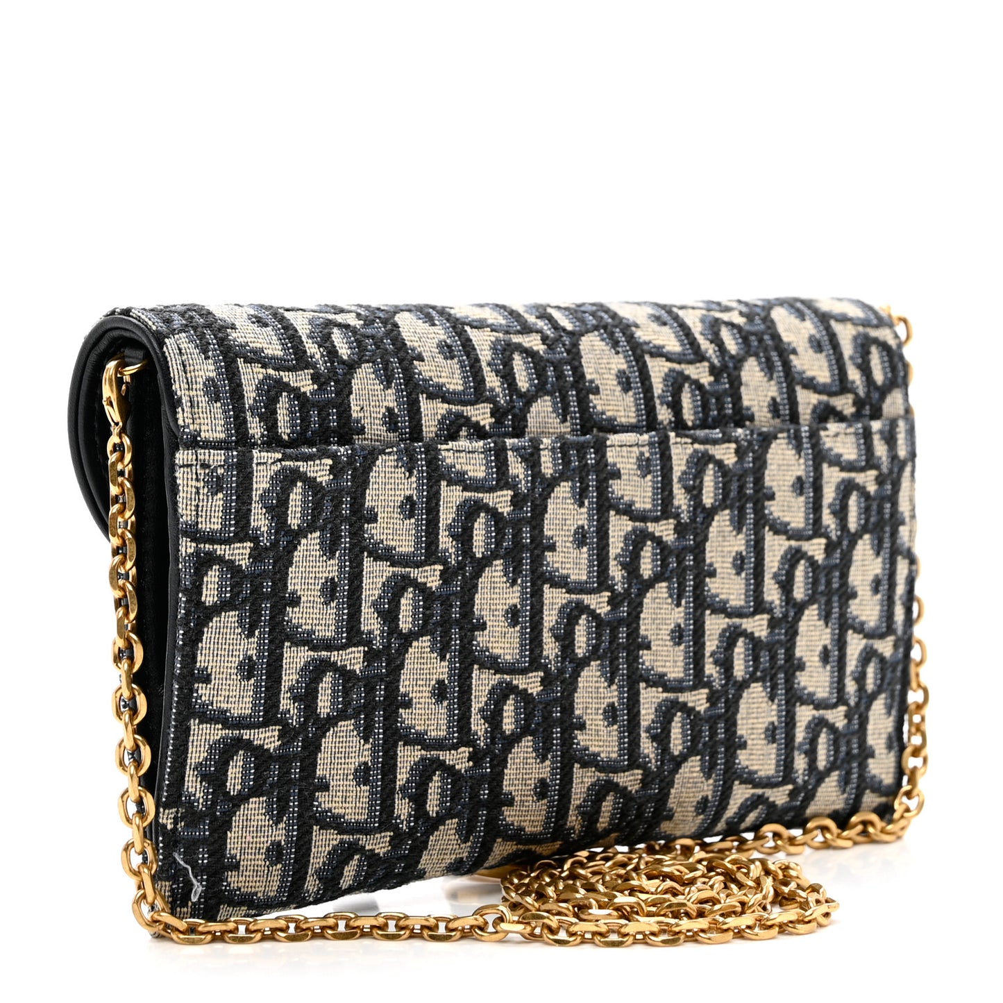 Oblique Saddle Chain Long Wallet Blue