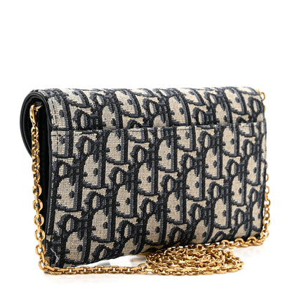 Christian Dior Oblique Saddle Chain Long Wallet Blue 3 of 6