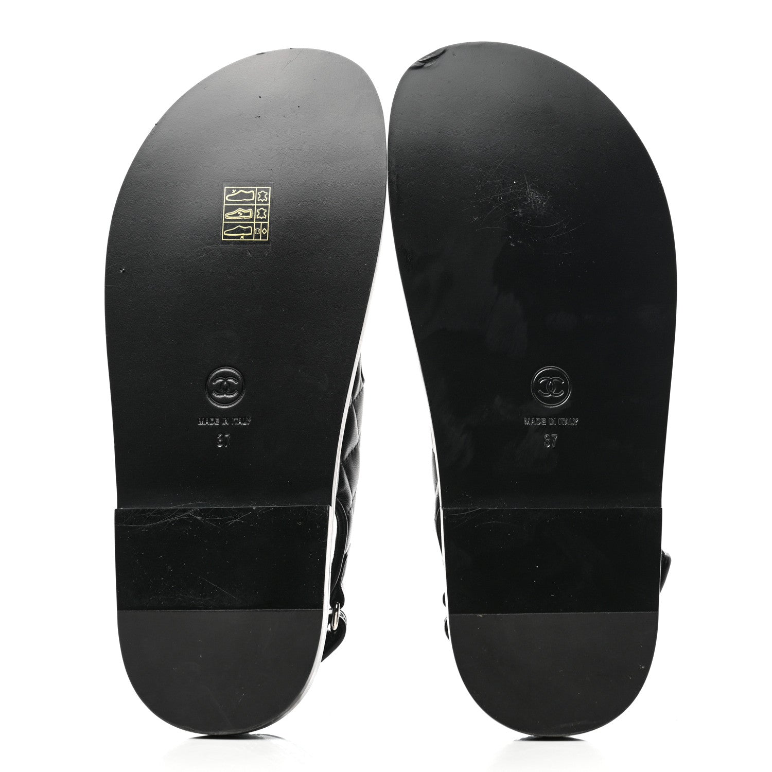 Chanel Lambskin Quilted Velcro Dad Sandals 37 So Black 5 of 10