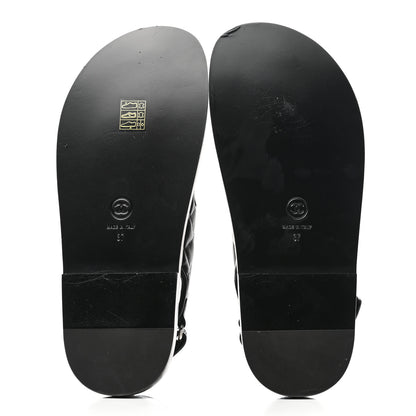 Chanel Lambskin Quilted Velcro Dad Sandals 37 So Black 5 of 10