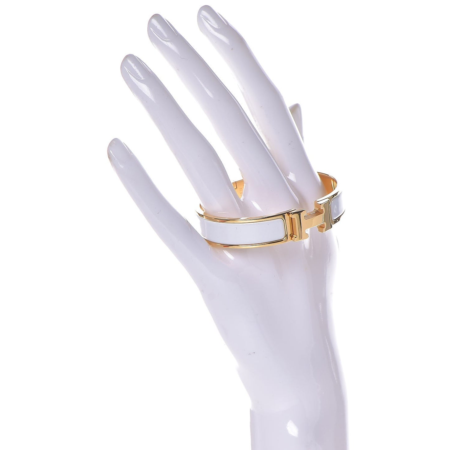 Enamel Narrow Clic Clac H Bracelet PM White