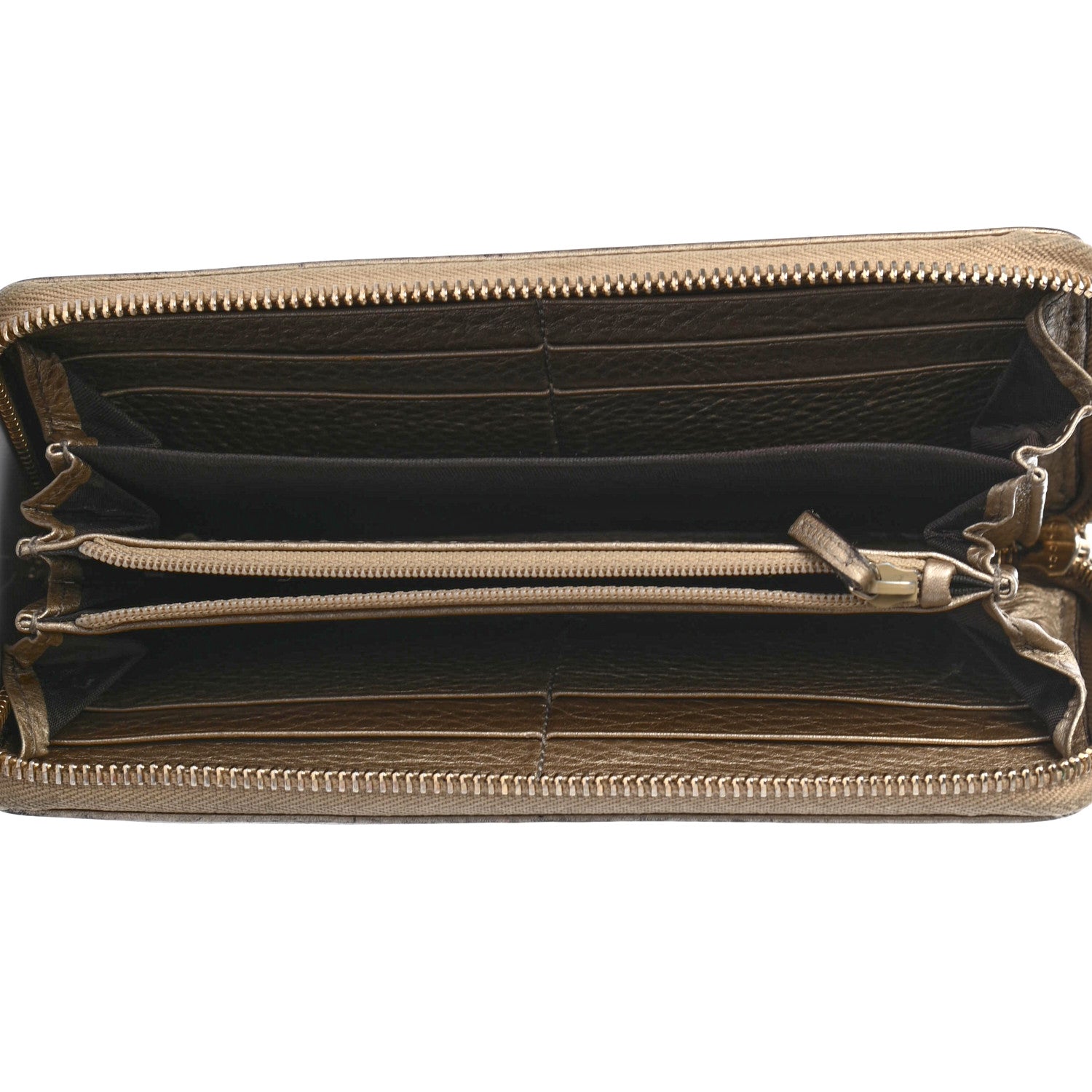 Gucci Metallic Pebbled Calfskin Soho Zip Around Wallet Golden Beige 5 of 13