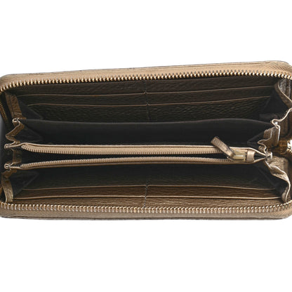 Gucci Metallic Pebbled Calfskin Soho Zip Around Wallet Golden Beige 5 of 13
