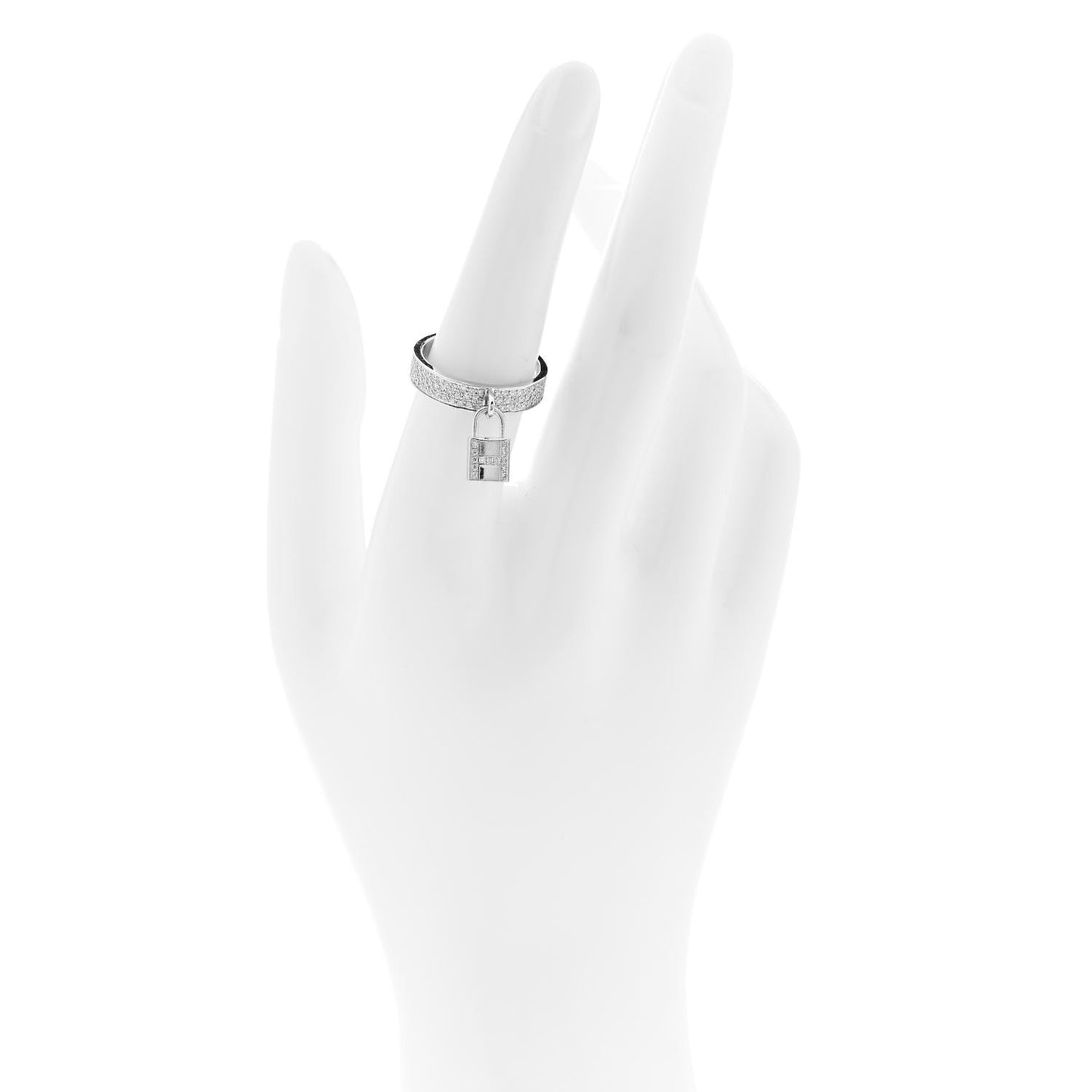 18K White Gold Diamond MM Kelly Clochette Ring 54 7