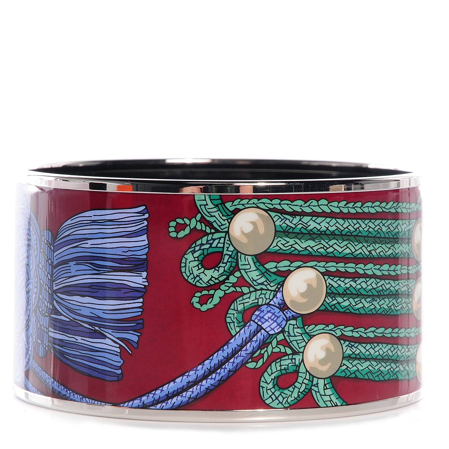 Hermes Enamel Printed Brandebourgs Extra Wide Bracelet 65 5 of 6